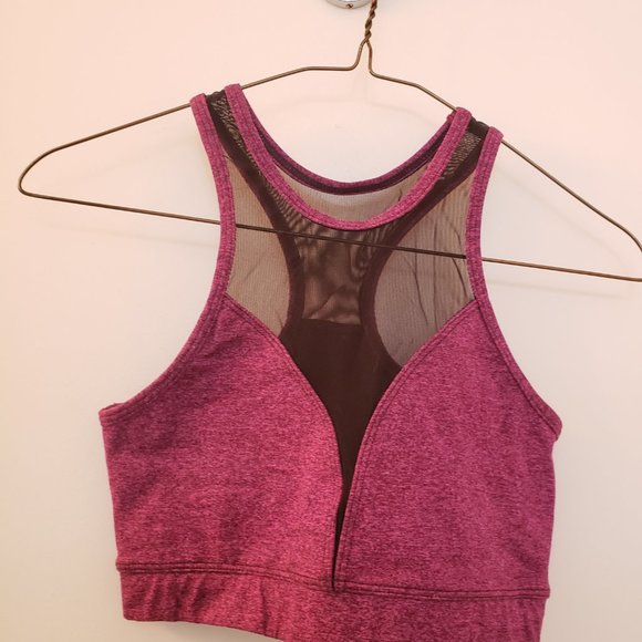 Onzie High Neck Mesh Sports Bra S/M - Magenta - Picture 5 of 8
